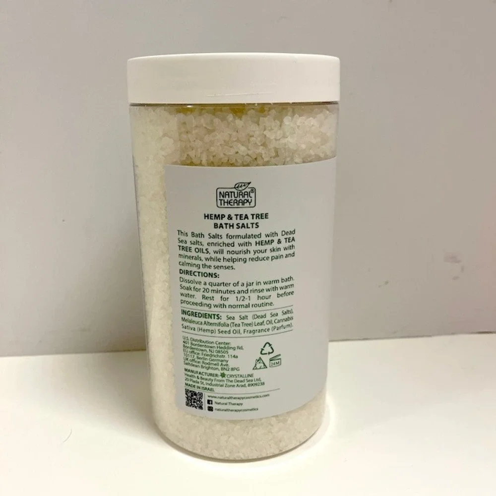 Natural Therapy Hemp Tea‎ Tree Bath Salts NEW 37oz Jar Natural Ingredients